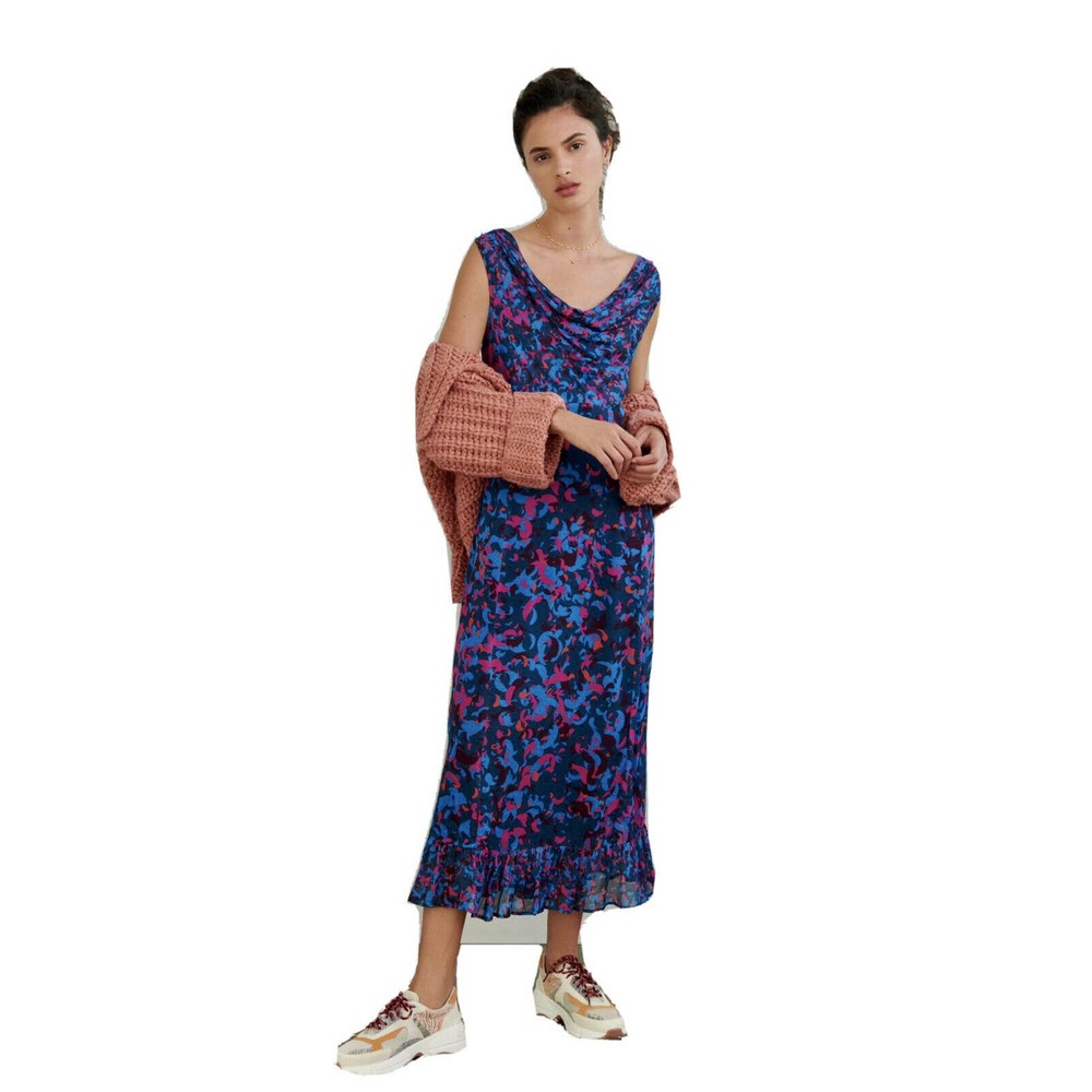 Anthropologie Alisandra Maxi Blue Dress Viscose 2